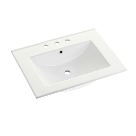 Fauceture Ultra Modern 24"x18" Ceramic Vanity Top (8" Faucet Drillings), White LBT24187W38